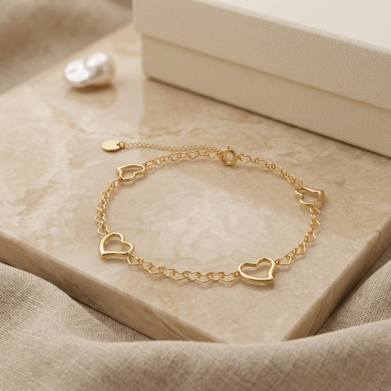 Aurlet Heart Chain Gold Bracelet
