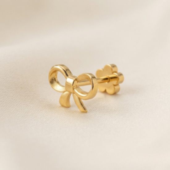 Bow Knot  Solid Gold Dainty Bow Knot Stud Earrings | Coquette Gold Studs