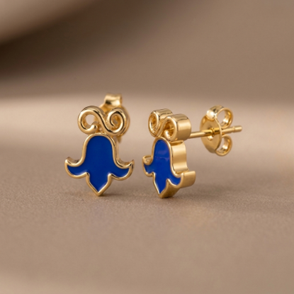 Blue Bell Flower Stud Earrings