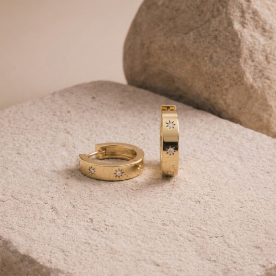 Aurora Star Huggie Hoop Earrings