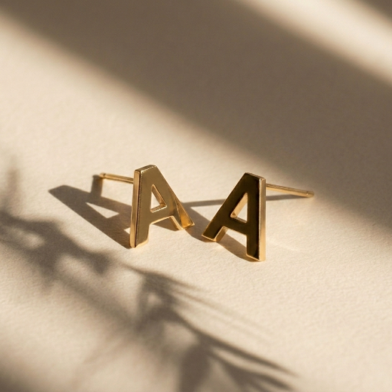Initial Letter A Stud Earrings in Solid Gold