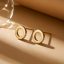 Solid Gold Initial Letter O Open Circle Stud Earrings