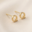 Solid Gold Initial Letter Q Stud Earrings