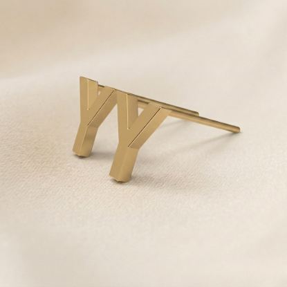 Solid Gold Initial Letter Y Stud Earrings