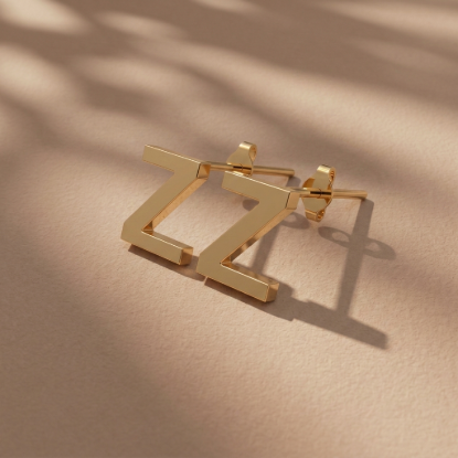 Solid Gold Initial Letter Z Stud Earring