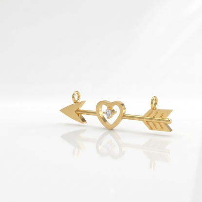 Arrow Heart Gold Pendant for Women