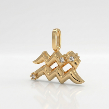 Aquarius Zodiac Gold Pendant for Women