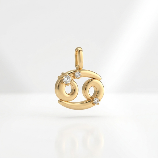 Cancer Zodiac Gold Pendant for Women