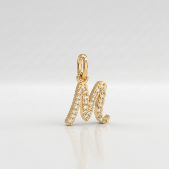 Letter M Gold Pendant for Women