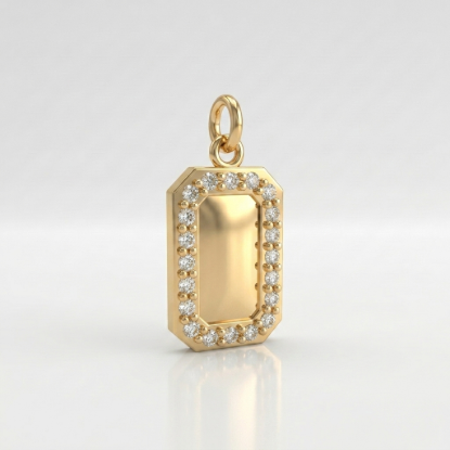 Diamond Halo Rectangle Gold Pendant for Women