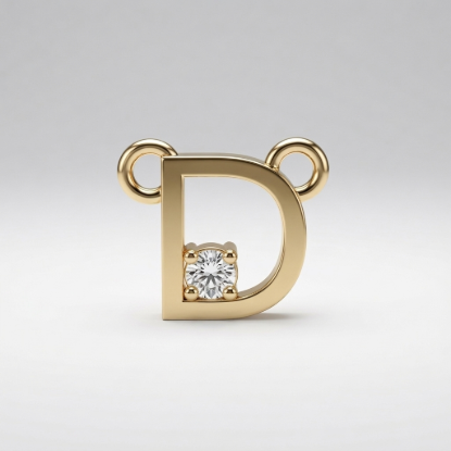 Solid Gold Diamond Initial D Pendant