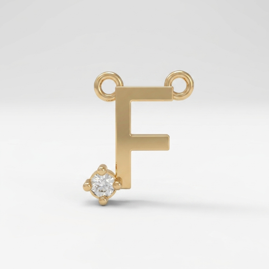 Aurlet Letter F Diamond Alphabet Pendant Necklace in Yellow Gold