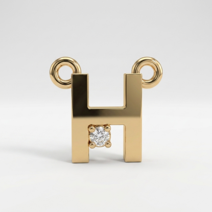 Letter H Diamond Initial Gold Pendant Necklace