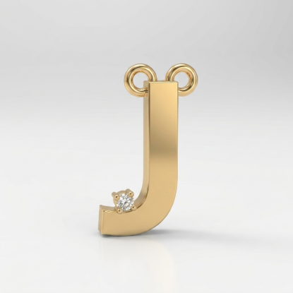 Letter J Diamond Initial Pendant | Yellow Gold