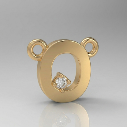 Letter O Diamond Initial Pendant | Yellow Gold