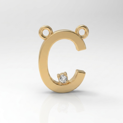 Letter C Initial Gold Pendant for Women