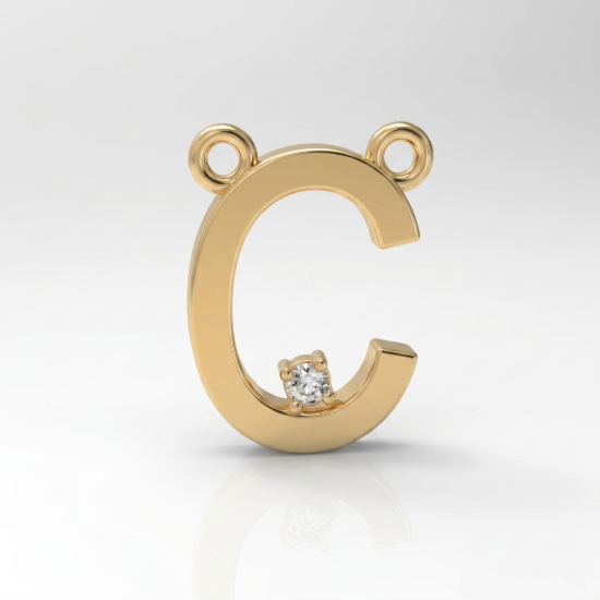 Letter C Initial Gold Pendant for Women | Diamond Accent Alphabet Charm Jewelry