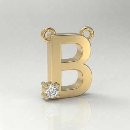 Letter B Initial Gold Pendant for Women
