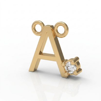 Letter A Initial Gold Pendant for Women