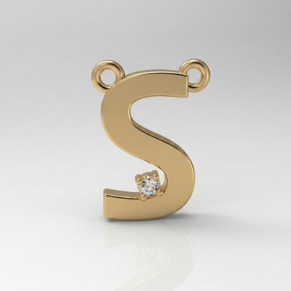 Solid Gold Diamond Initial S Pendant