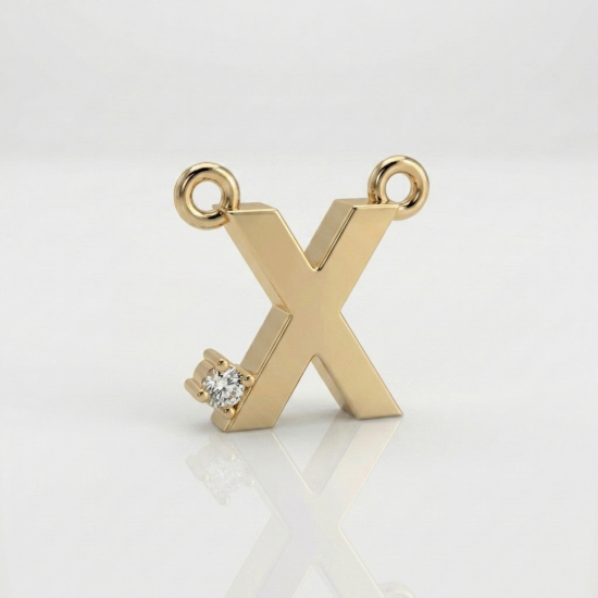 Letter X Initial Gold Pendant for Women