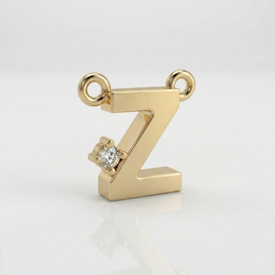 Letter Z Initial Gold Pendant for Women