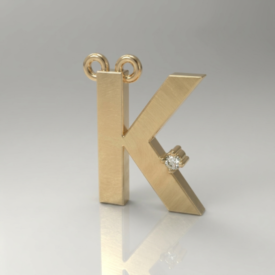 Aurlet Letter K Diamond Alphabet Pendant Necklace in Yellow Gold