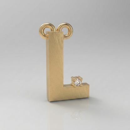 Letter L Diamond Initial Gold Pendant