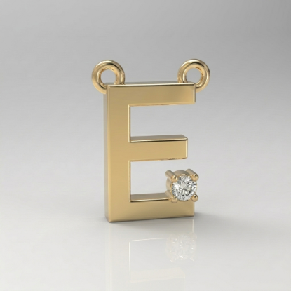 Solid Gold Diamond Initial E Pendant
