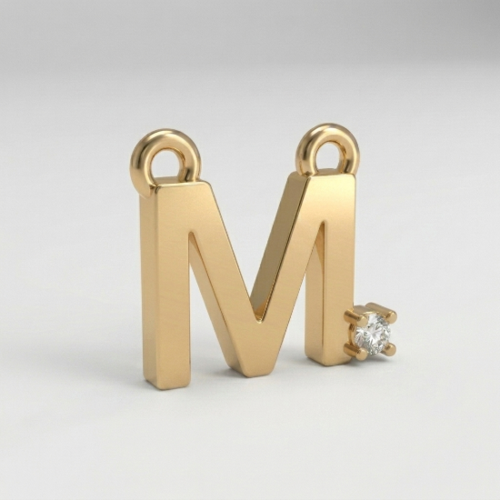 Aurlet Letter M Diamond Alphabet Pendant Necklace in Yellow Gold