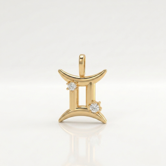 Solid Gold Gemini Zodiac Pendant