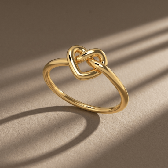 Minimal Heart Ring for Women in Solid Yellow Gold
