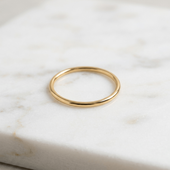 Classic Thin Round Band Ring in Solid Yellow Gold