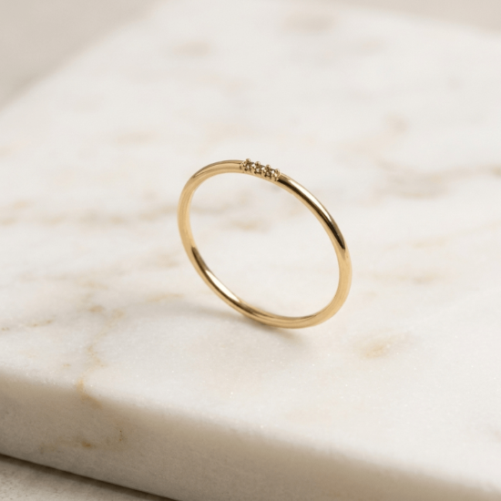 Micro Stone Thin Solid Gold Ring